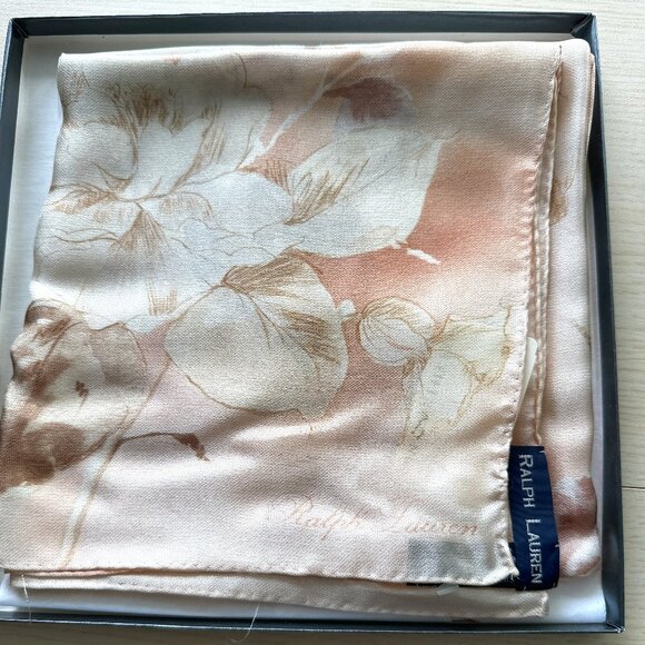 Ralph Lauren 100% Silk Pink Floral Scarf | 34" Sqaure - Picture 1 of 9
